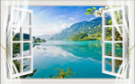 Custom 3d mural landscape hotel room window wallpaper background wall mural custom wallpaper mural