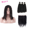 Alot Hair 360 lace frontal with 3 bundle Peruvian virgin hair Kinky Curly human hair with free part 360 frontal deep curly