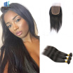 kiss hair mink Brazilian human hair cheap 3 bundles with closure silky straight remy Brazilian hair with 44lace closure