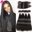 Peruvian Straight Hair With Closure Peruvian Human Hair Weaves With Closures