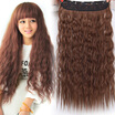 Synthetic Long Wavy Women Black Brown 5 Clips in Hair Extension 22" 55 cm Heat Resistant
