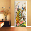 Chinese Style Romantic Peacock 3D Wallpaper Living Room Photo Door Sticker PVC Waterproof Mural Wall Paper Home Decor 77cmx200cm