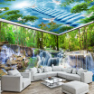 Custom Photo Wallpaper 3D Stereo Waterfall Forest Nature Landscape Mural Living Room Bedroom Home Decor Fresco Papel De Parede