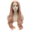 Iwona Synthetic Hair Lace Front Long Wavy Light Pink Wig