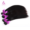 Silkswan Peruvian Hair Weaving Machine Double Weft Straight 100 Human Remy Hair Natural Black Color