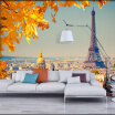 Custom 3D Mural Wallpaper For Wall Straw European City Eiffel Tower Yellow Leaves Wallpaper Modern Room Backdrop Home Decor