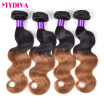 7A Brazilian Virgin Ombre Hair Body Wave Weft 4 Bundles Mixed Length 100 Unprocessed Virgin Human Hair Extensions T1b30
