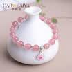 Carweaiya pulsera de cristal de fresa con Pandora estilo colgantes damas pulseras amor piedra amor para siempre