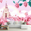 Customize Large Non-woven Mural Wallpaper 3D Cartoon Princess Castle Photo Wallpaper Childrens Room Decor Straw Texture Murals