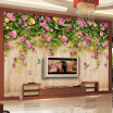 Custom Mural Wallpaper Green Vine Butterfly Rose Flower Wood Board Backdrop Decoration Painting Mural Living Room TV Wall Paper