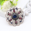 Vintage Turkish Women Round Flower Damask Rose Brooch Pin Hollow Resin Jewelry Antique Gold Color Arabia Bride Scarf Lapel Pin