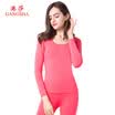 Gangsha Qiuyi Qiuku Men&women underwear set cotton sweater thin section round neck Slim bottoming warm suit female models - Violet XL
