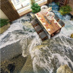 Free Shipping Stone waves floor wallpaper lobby walkway waterproof self-adhesive non-slip floor mural 250cmx200cm