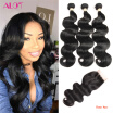 Brazilian Hair Body Wave 7A 3pcs Human Hair bundles With closure Natural Black