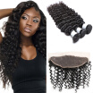 Malaysian Deep Wave Hair With Closure Frontal 13x4 Virgin Human Hair