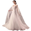 3D-Floral Appliques Pearls Sash Cowl Backs Wave Details Slim Lace A Line Wedding Gown