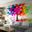 Custom Wallpaper Cartoon Colorful Tree For Kids Wall Mural Embossed Wallpaper For Walls Kids Room Backdrop Non-woven Wall Paper