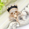 Fashion Punk Skull Brooch Pin Jewelry Women Rhinestone Gold Color Drop Water Brooches Broches Ladies Dances Party Devils Badge