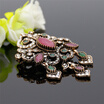 Byzantine Style Women Resin Vintage Brooch Pins Antique Gold Color Turkish Creeping Pattern Ethnic Wedding Jewelry Indian Bijoux