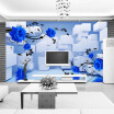 Personalized Customization 3D Stereo Relief Blue Flower Mural Geometric Square Spatial Expansion Photo Wallpaper Papel De Parede