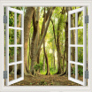 Custom Wall Mural Large Wall Painting Wallpaper 3D Window Green Forest Scenery Backdrop Wall Decorations Wallpaper Living Room