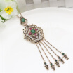 Vintage Turkish Tassels Resin Long Pendant Necklaces Hollow Roll Grass Pattern Antique Gold Color Casual&Party Women Jewelry