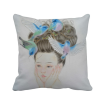 Pretty Girl Blue Bird Chinese Painting Polyester Toss Throw Pillow Square Cushion Gift