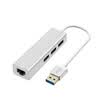 Branch USB to RJ45 Cable Interface 3 Port USB30 Gigabit Cable Adapter Apple Mac Millet Box Laptop Network Port Converter LK-UN001 Zinc Aluminum Alloy Silver