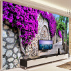 Custom Photo Wallpaper European Small Town Street Purple Flower Wall Painting Pictures Living Room TV Background Wallpaper Mural