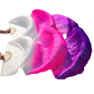 1 Pair Dance Fans Bamboo Ribs Natural Silk Stage Performance Props Dye Fans Women Belly Dance Silk Fans WhiteRosePurple