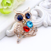 New Arrived Cute Owl Crystal Brooch Pin Women Gold Color Jewelry Bird Rhinestone Broches Brooches Ladies Lapel Hijab Scarf Pin