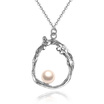 Handmade Jewelry Gift 925 sterling Silver Necklace ARTDOU Pearl Pendant for Women18"