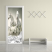 Modern Art Wallpaper 3D Wall Mural White Horse Broken Wall PVC Self Adhesive Wallpaper Living Room Door Sticker Decor 77cmx200cm