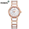 ROSDN Brand Luxury Women Watches Ladies Ceramic Strap Watch Rose Gold Bracelet Wrist Watch Shell Dial Dress Watch Gift