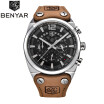 Benyar Luxury Brand Chronograph Sport Mens Watches Fashion Military Waterproof Leather Quartz Watch Clock Men Relogio Masculino