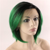 Iwona Synthetic Hair Lace Front Short Bob Black Green Ombre Wig