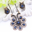 Vintage Turkish Peacock Jewelry Sets For Women Antique Gold Color Resin Earrings Rhinestone Long Necklace India Bridal Jewelry