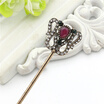 Vintage Turkish Women Flower Hair Clasp Arabia Resin Hairpin Jewelry Antique Gold Color India Bride Comb Tight Updo Hair Sticks