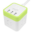 Good work lengon usb socket one turn four converter smart cube power socket plug multi-function vertical total control new national standard plug-in board XD-Q604U3 green 168M