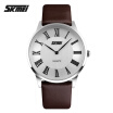 Mens Classic Style Roman Numeral Dial Leather Band Quartz Wristwatch