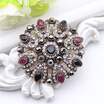 Vintage Turkish Rhinestone Flower Brooch For Women Antique Gold Color Multicolor Resin Round Brooches Broches Party Scarf Pins