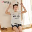 Urban front still mens pajamas cotton short-sleeved shorts fresh Korean version of the home service suit FH7001 light gray strip L
