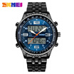 Mens Sports Fashion Analog-Digital Double Time Black Stainless Steel Wrist Watch