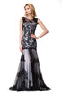 Elegant Lace Mermaid Long Evening Dresses Bridesmaid Tulle Lace Appliques Scoop Formal Party Gown