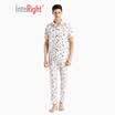 INTERIGHT home service mens mens cotton print cool short-sleeved home service suit rice white coffee letter printing AM