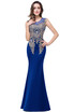 Womens Rhinestone Applique Sheer Maxi Long Evening Prom Party Dress