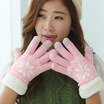 Fashion Women Warm Winter Snowflake Finger Mittens Thick Gloves Wool Knitted Fleece Screen Touchable Gloves For Mobile Phone