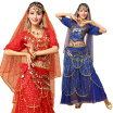 2018 Women Bollywood Dance Wear 4-piece Set Costume Veil Headdress Top Coin Belt&Skirt Indian Belly Dance Costumes 6 Colors