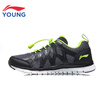 Li Ning childrens shoes boys&girls Tongyun technology shock absorption running shoes big children wear non-slip running shoes sports shoes YKFN044-5 deep iron gray standard black 315