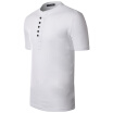 Mens Round Neck Solid Color Short Sleeve T Shirt